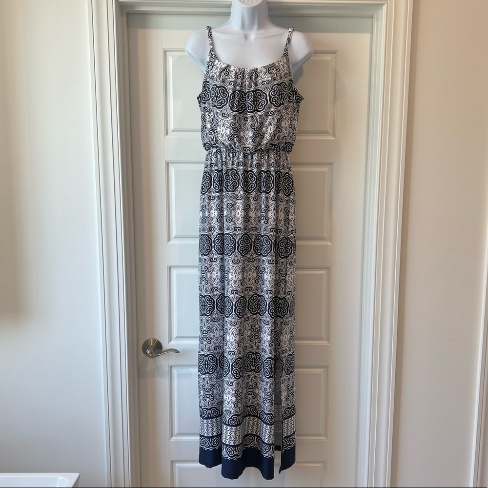 NWOT Maxi Dress, Small, Navy and White